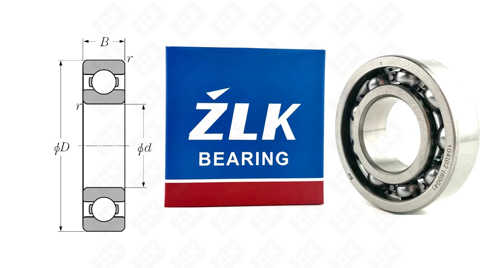 Подшипник шариковый 104 Ш2 (6004 Z2V2) 20×42×12 мм ZLK