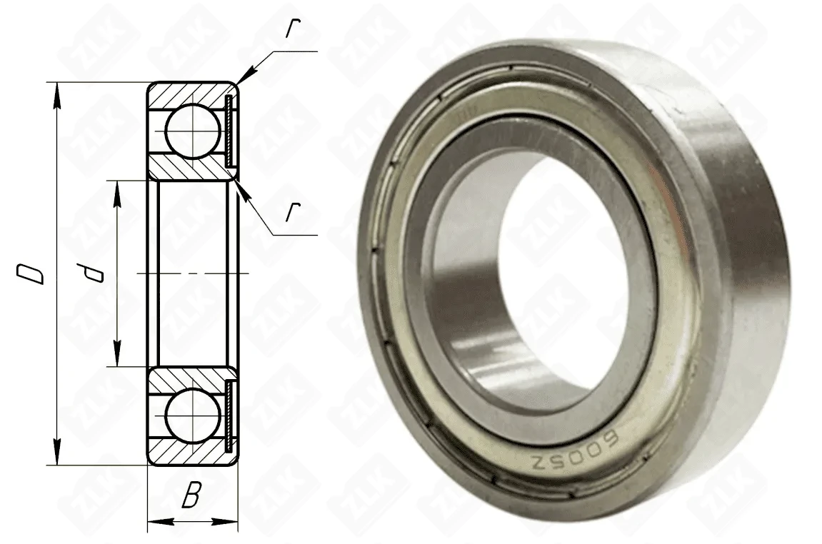 Подшипник шариковый 60105 (6005 Z) 25×47×12 мм Neutral