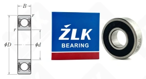 Подшипник 1000098 2RS (6982RS) радиальный шариковый 8-19-6 мм