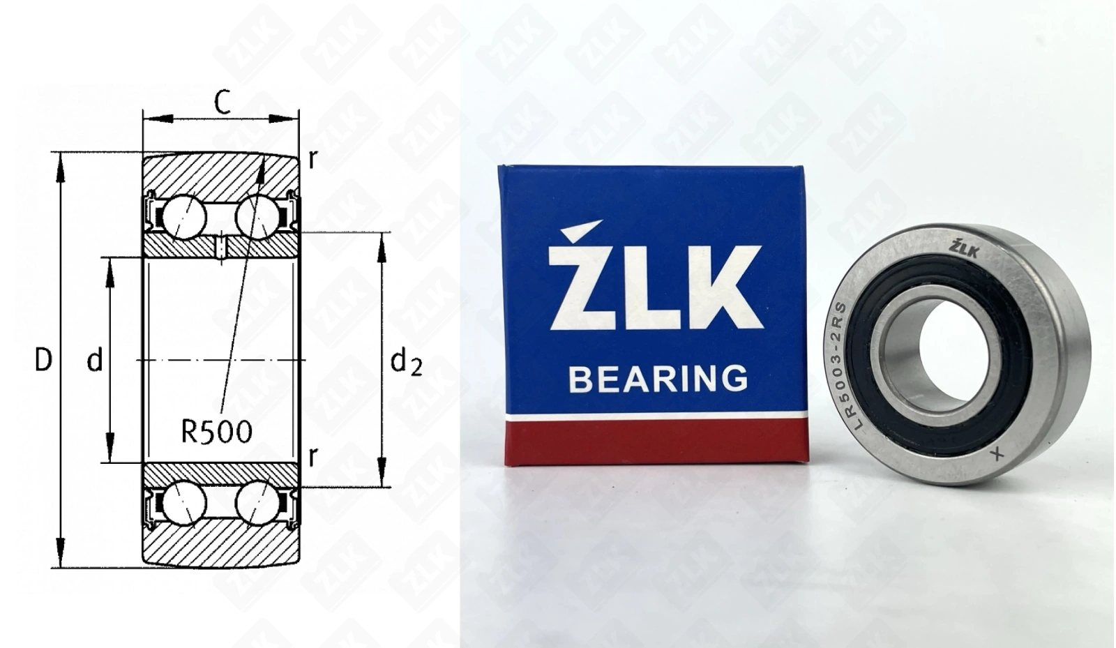 Подшипник шариковый  (LR5003-2RS) 17×40×14 мм ZLK