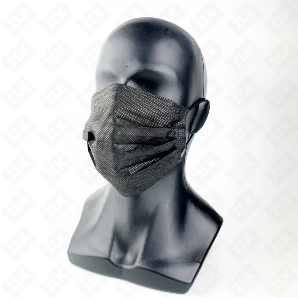 Маска защитная трехслойная черная (50)