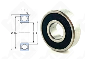 Подшипник 180100 (60002RS) радиальный шариковый 10-26-8 мм
