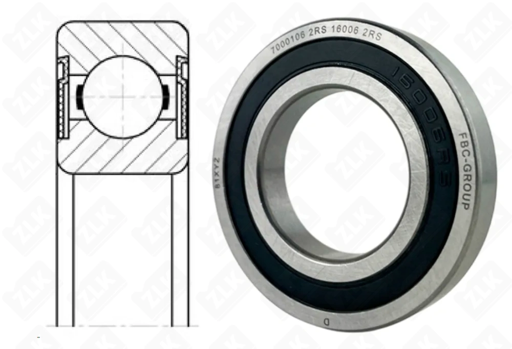 Подшипник шариковый 7000106-2RS (160062RS) 30×55×9 мм FBC