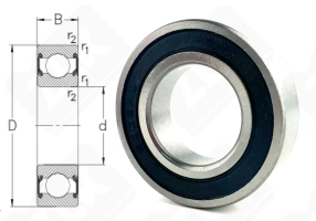 Подшипник 180105 (60052RS) радиальный шариковый 25-47-12 мм