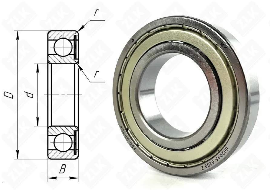 Подшипник шариковый  60209 (6209 Z) 45×85×19 мм FBC