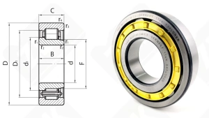 Подшипник 42316 Л (70) (NJ316ECMC3) радиальный роликовый 80-170-39 мм