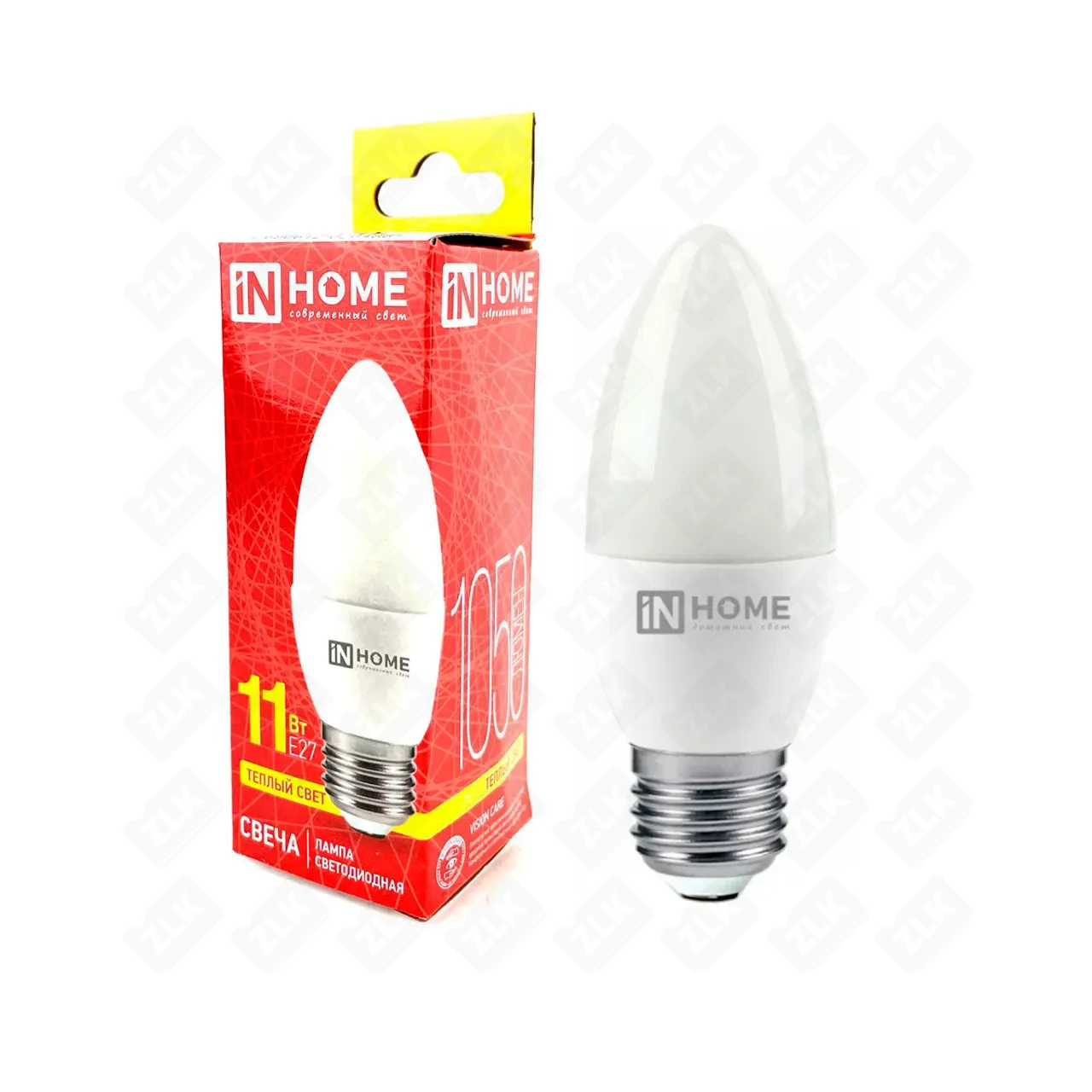 Лампа светодиодная LED-СВЕЧА-VC 11Вт свеча 3000К тепл. бел. E27 230В IN HOME