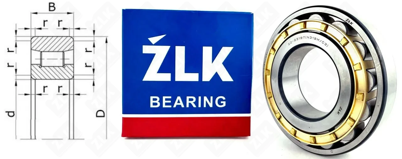 Подшипник роликовый 2319 Л (N319MC3) 95×200×45 мм ZLK