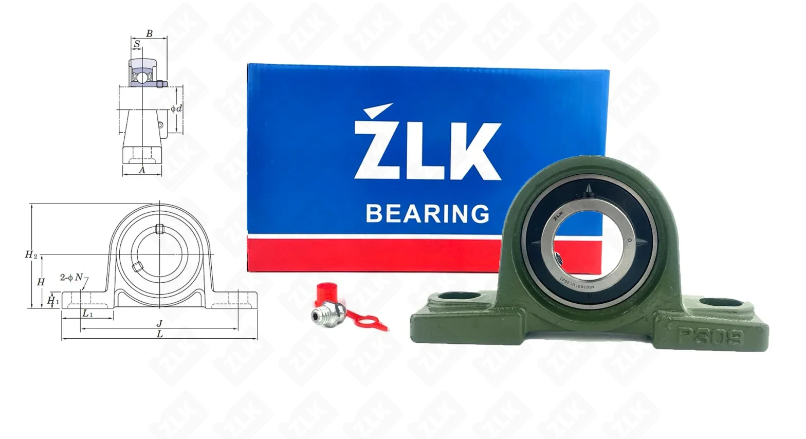 Подшипник корпусный 480309UCP  (UCP309) 45×128×245 мм ZLK