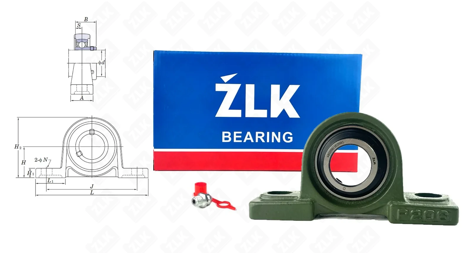 Подшипник корпусный 480206UCP (UCP206) 30×83×165 мм ZLK
