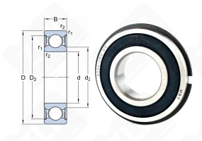 Подшипник 180206 (62062RSNR) радиальный шариковый 30-62-16 мм