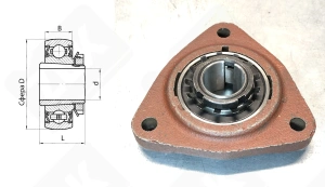 Подшипник корпусной 1680206 (в корпусе Н027-104) шариковый 30-72-20/35 мм