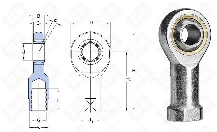 Шарнирный наконечник GA-160-200 для штока M36Х2
