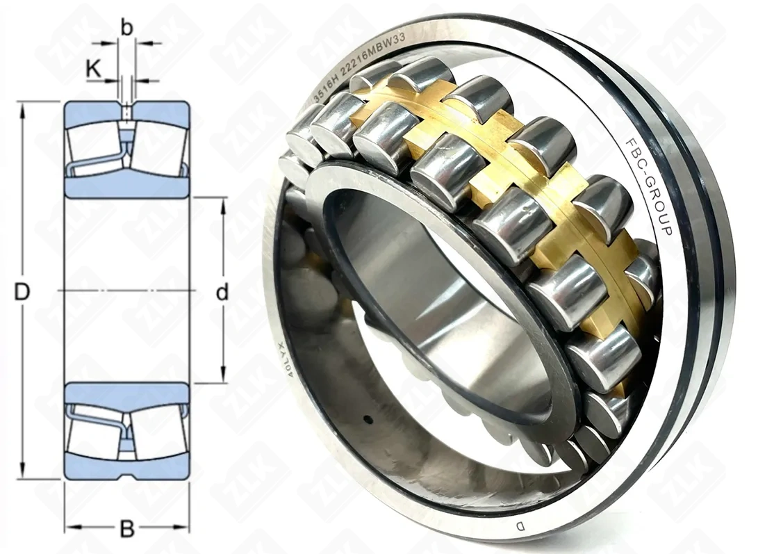 Подшипник роликовый 3516 H (22216CA/W33, 22216MB/W33) 80×140×33 мм FBC