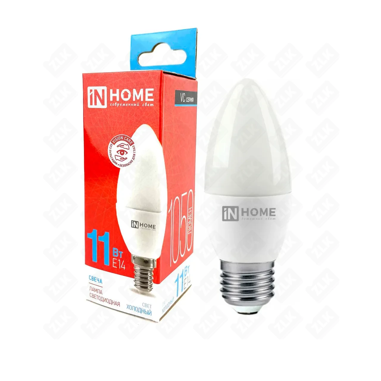 Лампа светодиодная LED-СВЕЧА-VC 11Вт свеча 6500К холод. бел. E14 230В IN HOME
