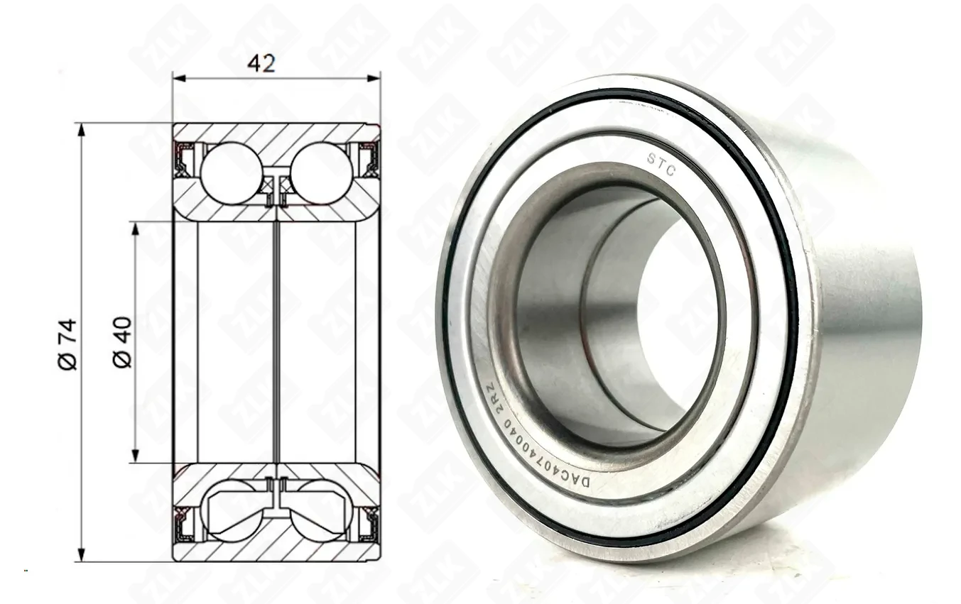 Подшипник шариковый  (DAC40740040 2RZ) 40×74×40 мм STC