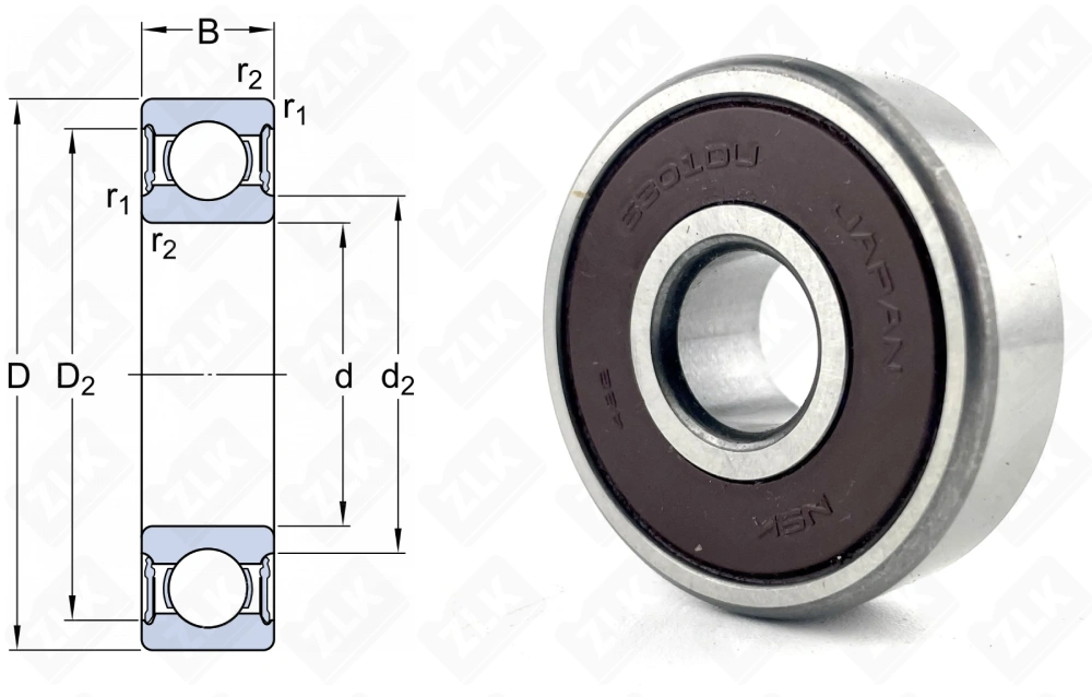 Подшипник 180301 (6301DDUCM) радиальный шариковый 12-37-12 мм