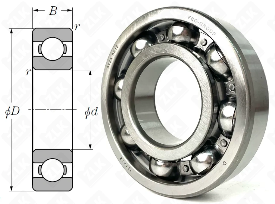 Подшипник шариковый 313 (6313) 65×140×33 мм FBC