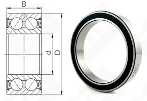 Подшипник 38092RS радиально-упорный шариковый 45-58-10 мм