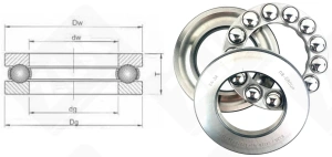 Подшипник 8326 (51326) упорный шариковый 130-225-75 мм