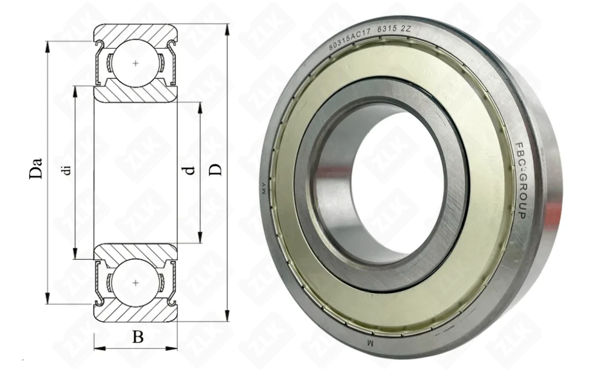 Подшипник шариковый 80315 (6315ZZ) 75××37 мм FBC