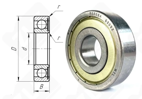Подшипник 60303 (6303Z) радиальный шариковый 17-47-14 мм