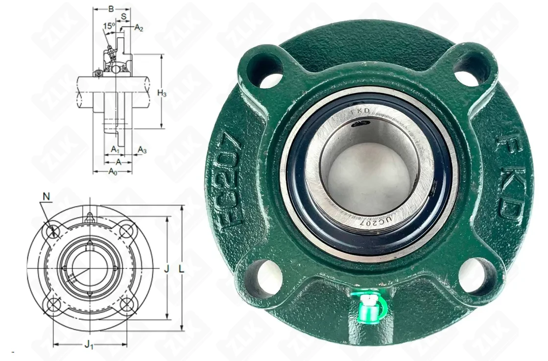 Подшипник корпусный  480207UCFC (UCFC207) 35×133×43 мм FKD