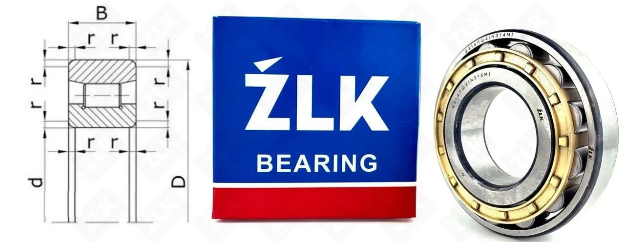Подшипник роликовый 2314 ЛШ4 (N314M) 70×150×35 мм ZLK