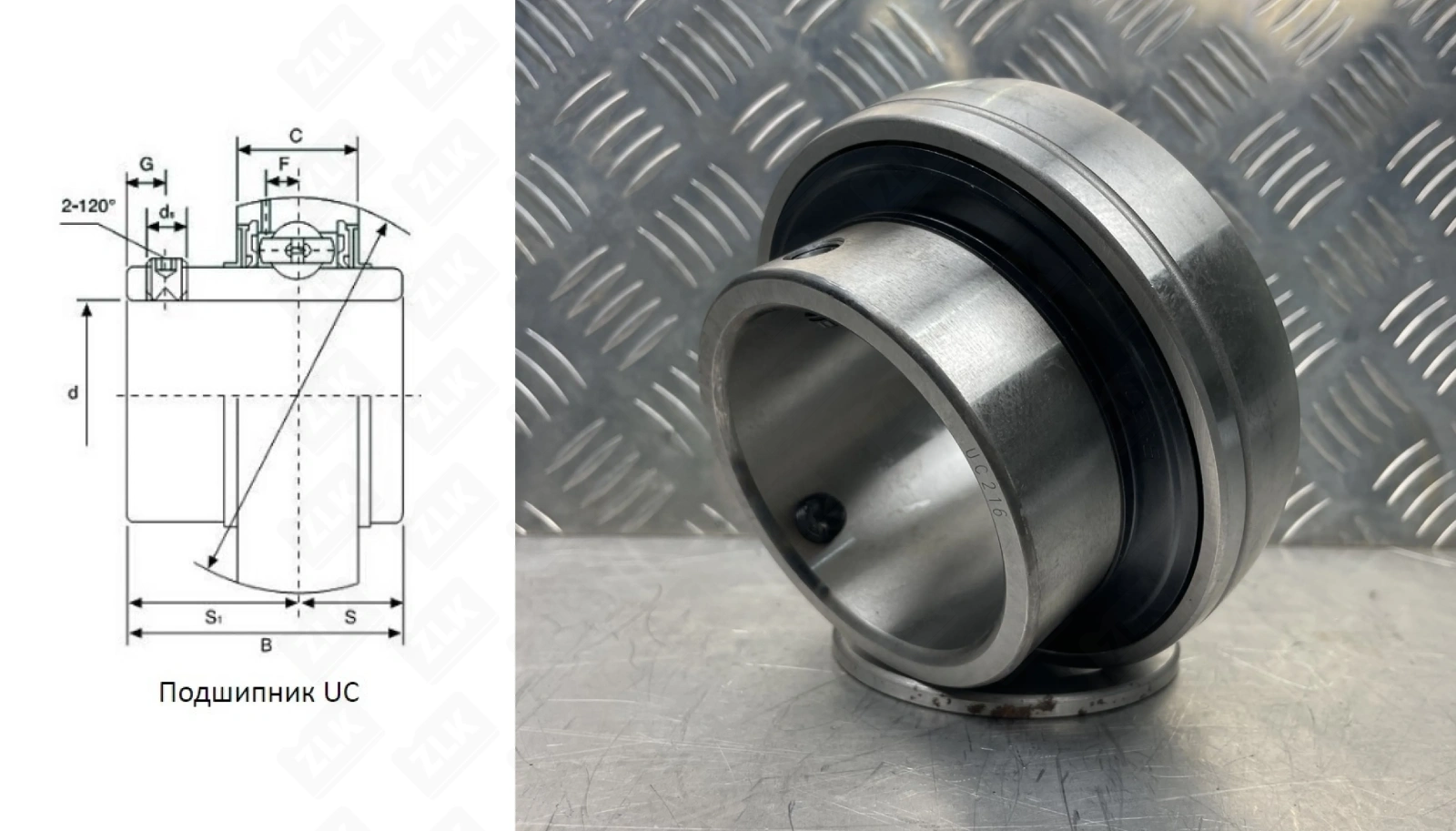 Подшипник шариковый 480216UC (UC216) 80×140×82.6 мм FBJ
