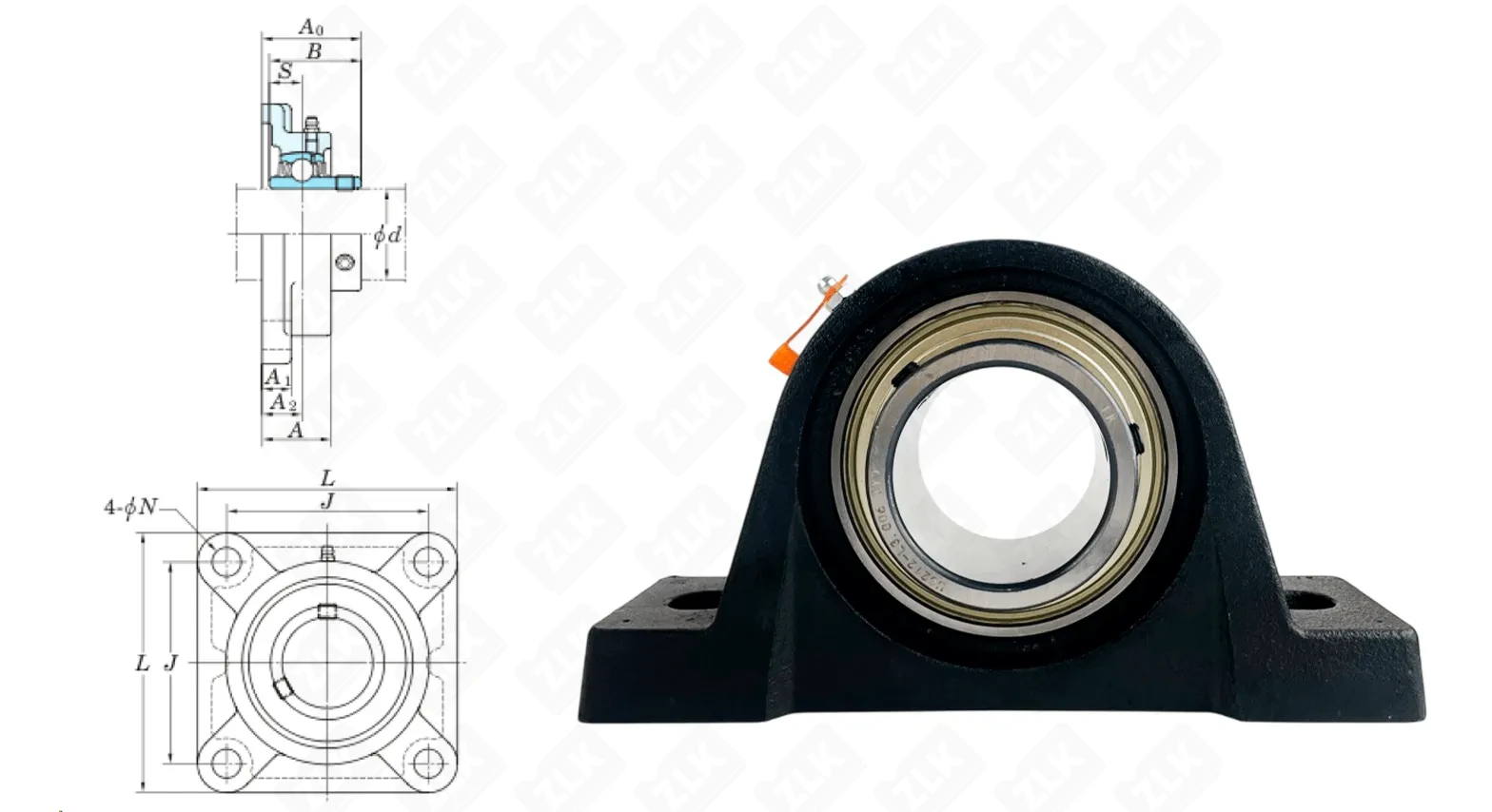 Подшипник корпусный 480212UCPE  (UCPE212-L3) 60×140×240 мм FK