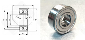 Подшипник 3086304E (5304B2RSRTNG,3304B2RSRTNG) радиально-упорный шариковый 20-52-22,2 мм