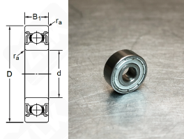 Подшипник R3 ZZ радиальный шариковый 4,763-12,7-4,978 мм