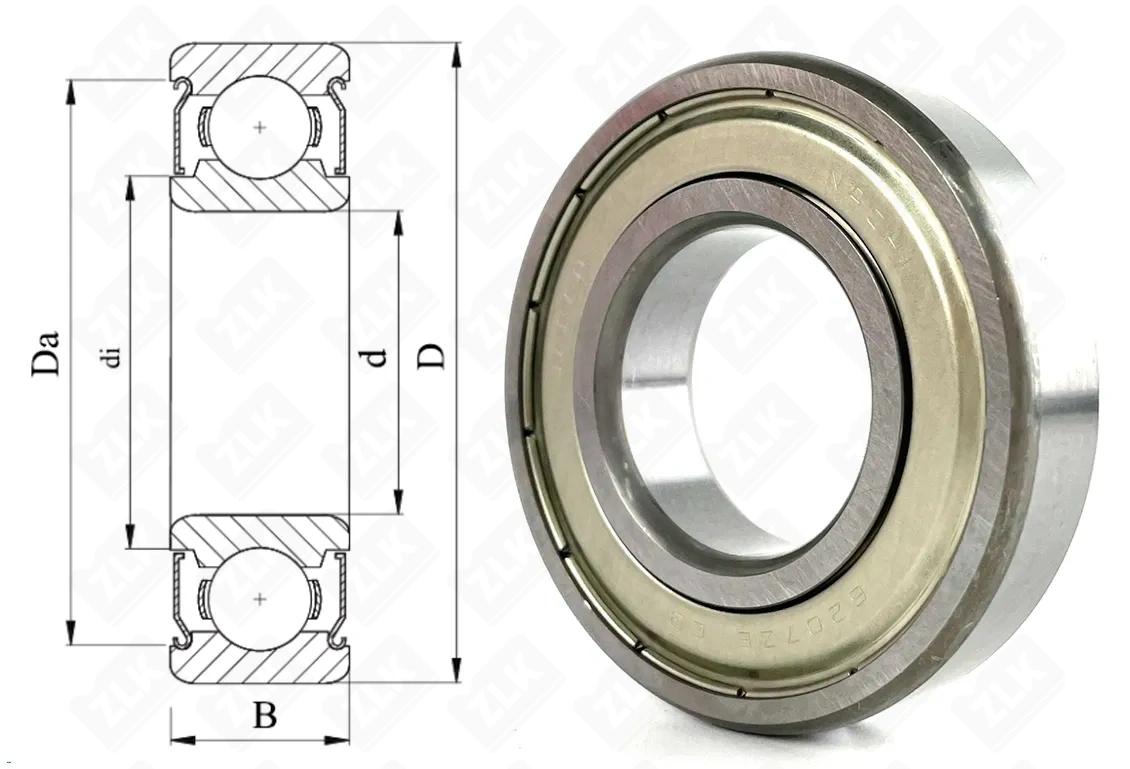 Подшипник шариковый 80207 (6207ZZEC3) 35×72×17 мм NACHI
