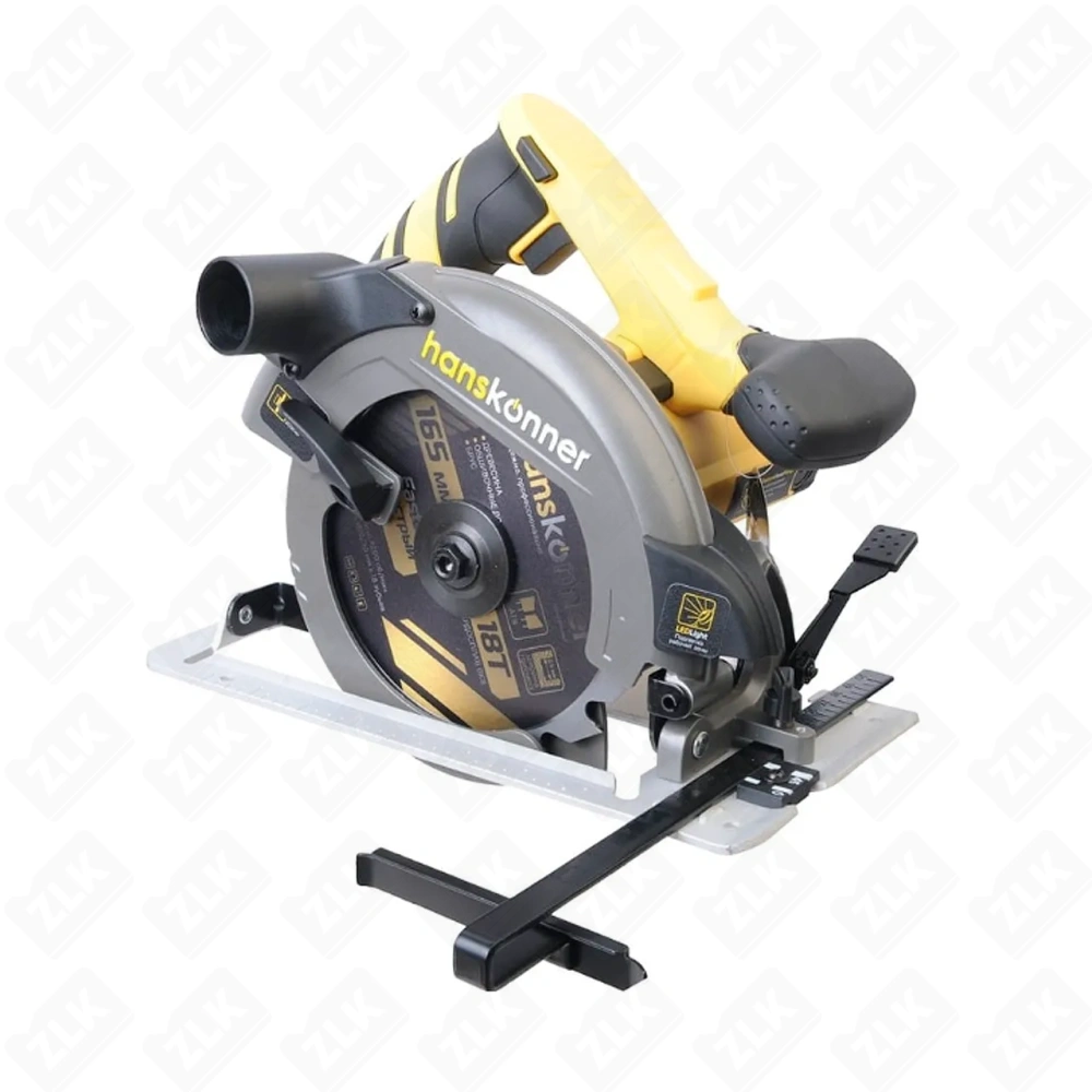 Пила дисковая циркулярная PLATINUM, 1350Вт, ТПД 165х20мм, пропил 52мм, конст эл-ка, LED Hanskonner