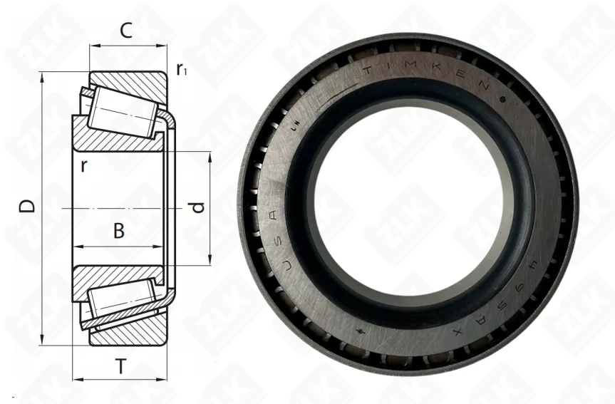 Подшипник роликовый (495AX) 76×124×30 мм Timken оригинал