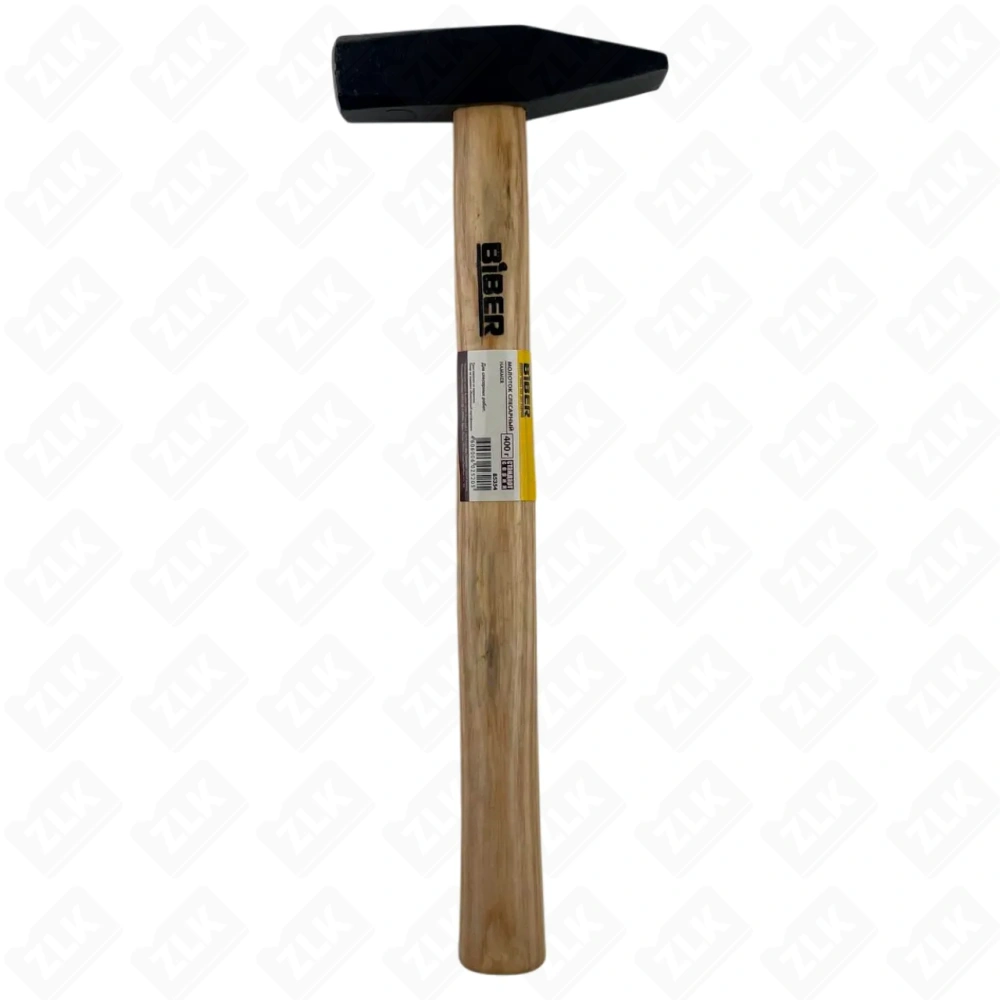 Молоток 400 г деревянная ручка Biber 