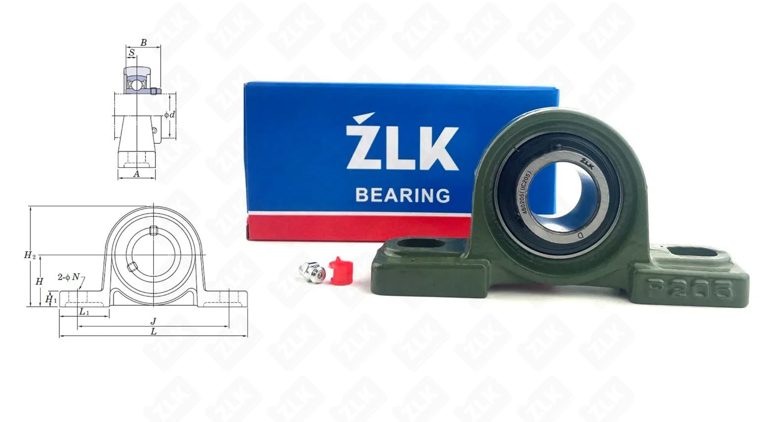 Подшипник корпусный 480205UCP  (UCP205) 25×70×140 мм ZLK