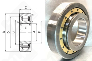 Подшипник 42322 ЛМ (NJ322М) радиальный роликовый 110-240-50 мм
