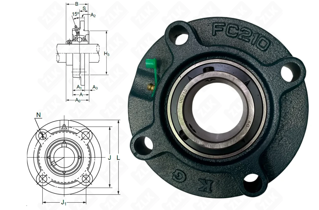 Подшипник корпусный  480210UCFC (UCFC210) 50×162.5×54 мм KG