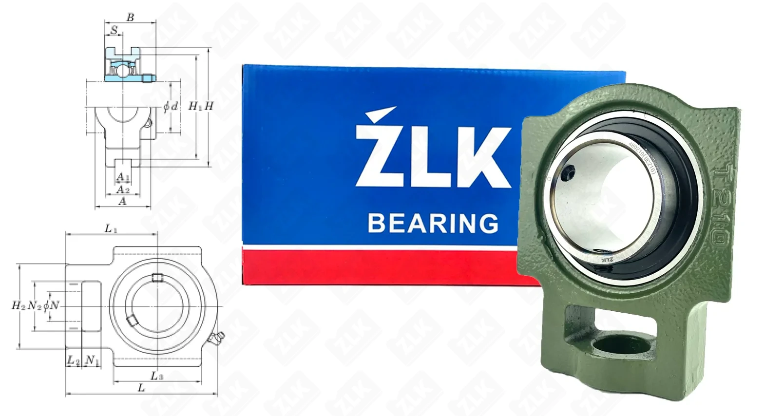 Подшипник корпусный 480210UCT (UCT210) 50×149×117 мм ZLK