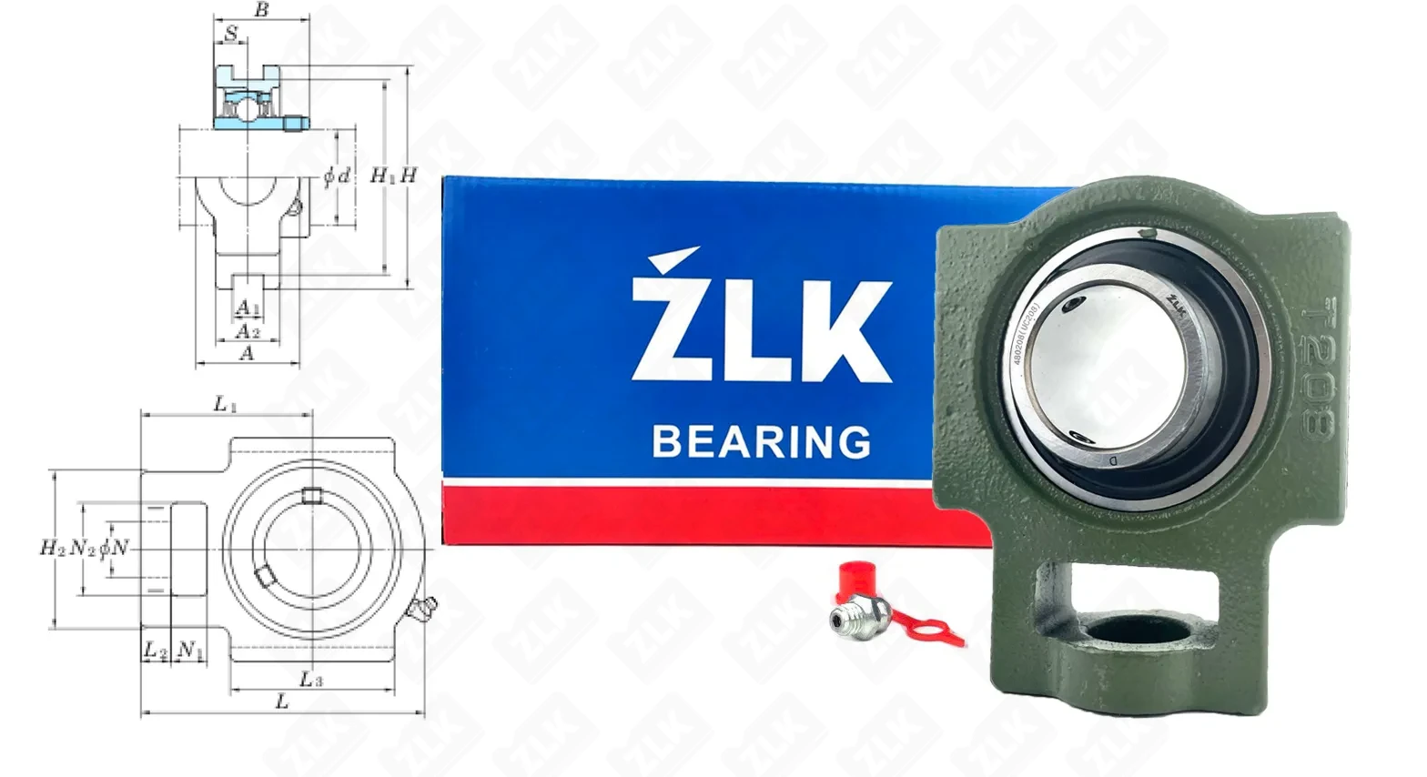 Подшипник корпусный 480208UCT (UCT208) 40×144×114 мм ZLK