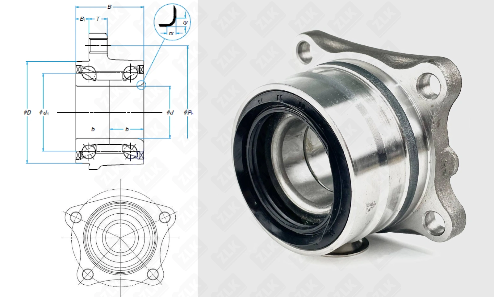 Подшипник шариковый  (38BWK01JY2CA01ZA (7136184) 38×79.5×58 мм Max Part