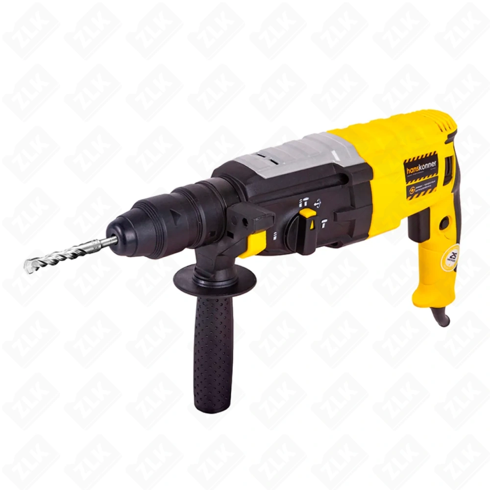Перфоратор 850Вт 28мм 3,2Дж 0-5100 уд/мин БЗП 4м каб кейс Hanskonner
