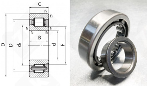 Подшипник 42208 (NJ208) радиальный роликовый 40-80-18 мм