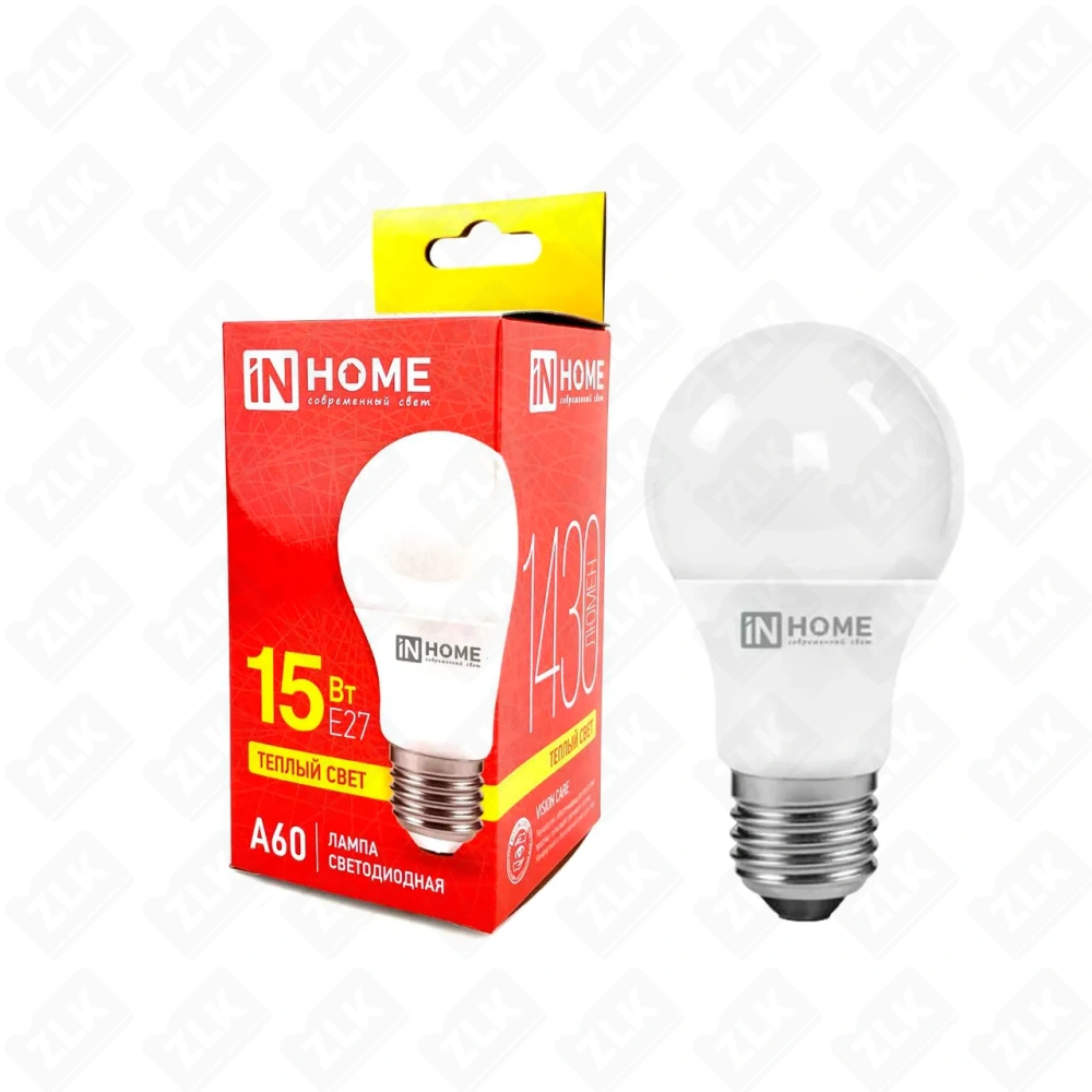 Лампа светодиодная LED-A60-VC 15Вт грушевидная 3000К тепл. бел. E27 230В IN HOME