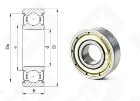 Подшипник 1000095 ZZ (695ZZ) радиальный шариковый 5-13-4 мм