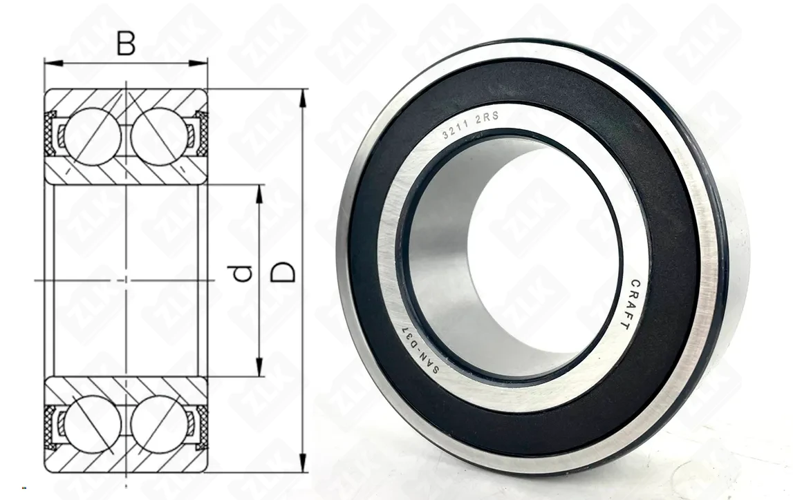 Подшипник шариковый 3056211 (52112RS,32112RS) 55×100×33.3 мм Craft