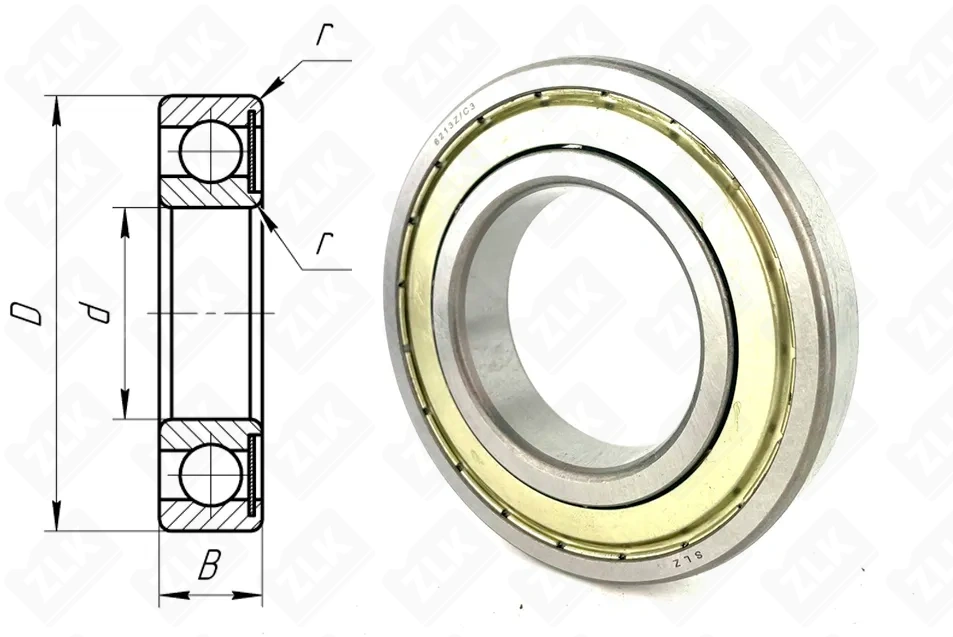 Подшипник шариковый 60213 (6213ZC3) 65×120×23 мм Россия