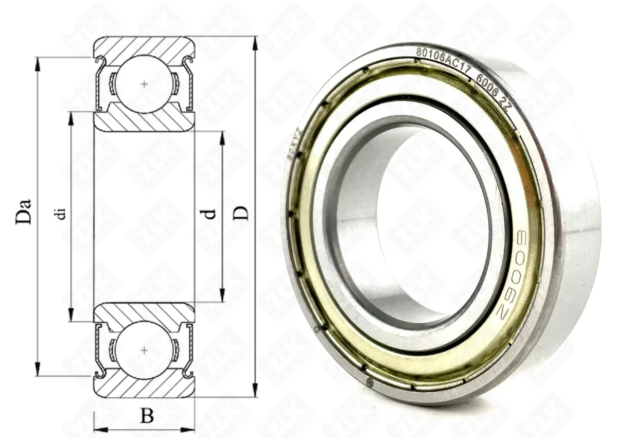 Подшипник шариковый 80106 (6006 ZZ) 30×55×13 мм Neutral