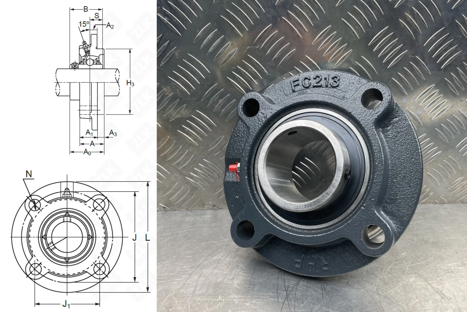 Подшипник корпусный 480213UCFC (UCFC213) 65×205×69 мм NSK оригинал